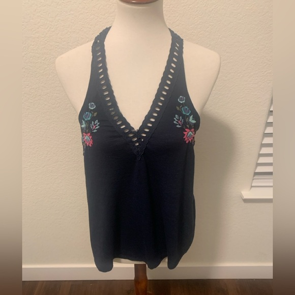 Hollister Embroidered Blue Tank Top - Picture 1 of 4